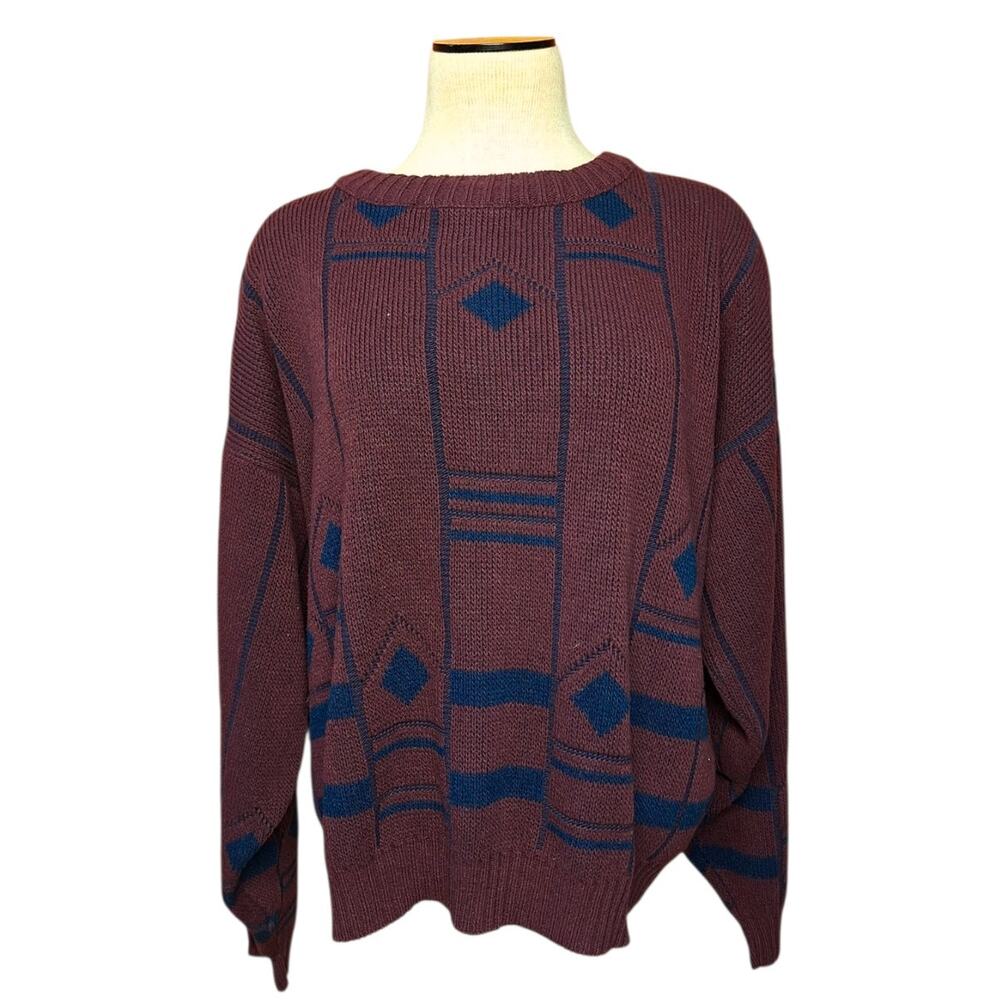 Barrell II oversized grandpa sweater geometric vintage 90s thick knit crewneck